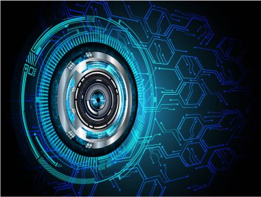 Mavi göz siber devre gelecekteki teknoloji konsepti