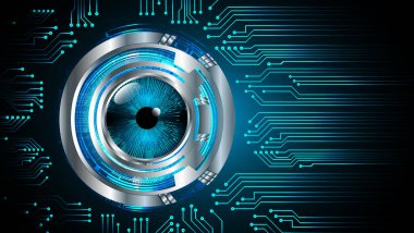 Mavi göz siber devre gelecekteki teknoloji konsepti