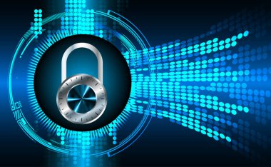 Sayısal arkaplan ve siber güvenlik konusunda kapatılmış asma kilit