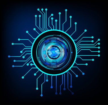 Mavi göz siber devre gelecekteki teknoloji konsepti