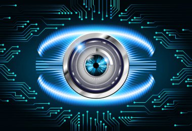 Mavi göz siber devre gelecekteki teknoloji konsepti