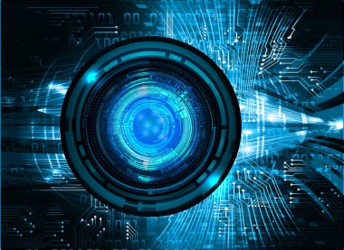 Mavi göz siber devre gelecekteki teknoloji konsepti
