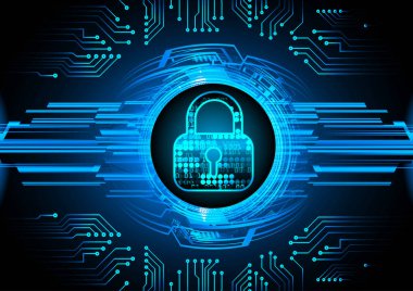 Sayısal arkaplan ve siber güvenlik konusunda kapatılmış asma kilit