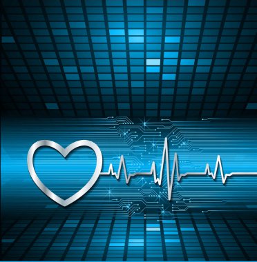Blue Heart nabız monitörü sinyal veriyor. Kalp atışı. ekg simge dalgası