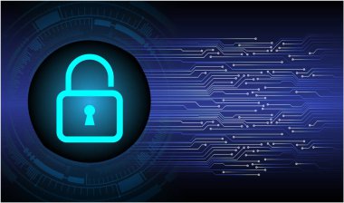 Sayısal arkaplan ve siber güvenlik konusunda kapatılmış asma kilit