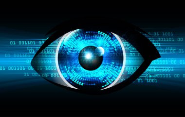 Mavi göz siber devre gelecekteki teknoloji konsepti