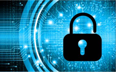 Sayısal arkaplan ve siber güvenlik konusunda kapatılmış asma kilit