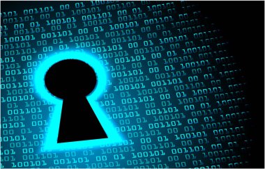 Sayısal arkaplan ve siber güvenlik konusunda kapatılmış asma kilit