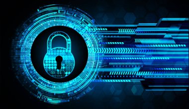 Sayısal arkaplan ve siber güvenlik konusunda kapatılmış asma kilit