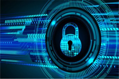 Sayısal arkaplan ve siber güvenlik konusunda kapatılmış asma kilit