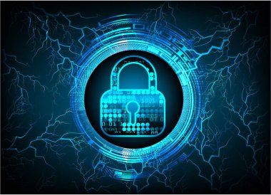 Sayısal arkaplan ve siber güvenlik konusunda kapatılmış asma kilit