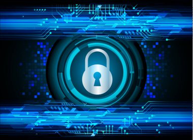 Sayısal arkaplan ve siber güvenlik konusunda kapatılmış asma kilit