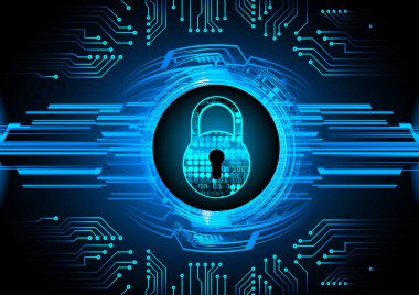 Sayısal arkaplan ve siber güvenlik konusunda kapatılmış asma kilit