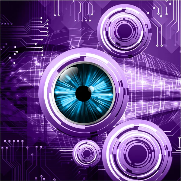 Blue Eye Cyber Circuit Future Technology Concept Background — Stock Vector