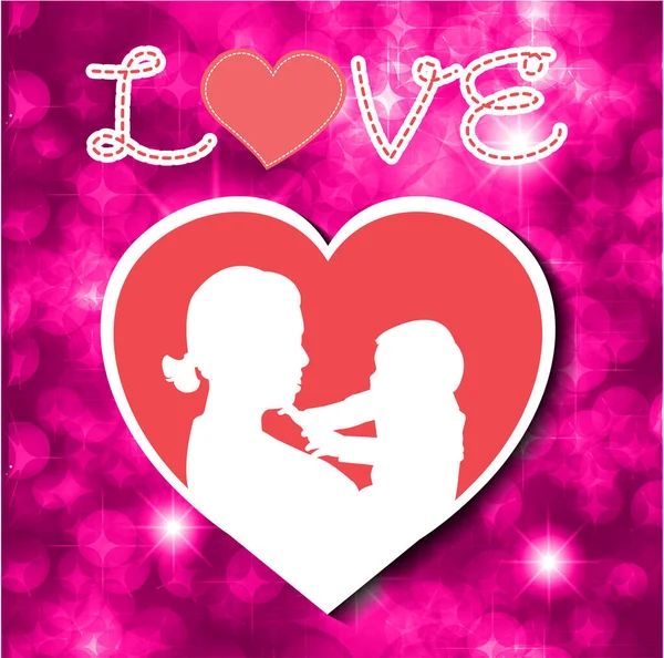 Carte Saint Valentin Avec Coeur Fille — Image vectorielle