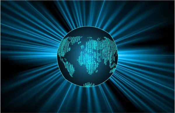 Mundo Binário Circuito Placa Tecnologia Futura Azul Hud Cibersegurança Conceito —  Vetores de Stock