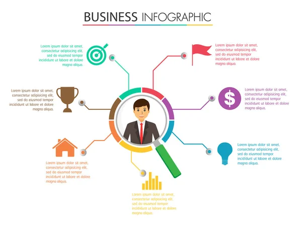 Concepto Negocio Con Iconos Información — Vector de stock