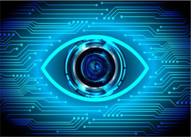 Mavi göz siber devre gelecekteki teknoloji konsepti