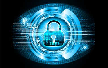 Sayısal arkaplan ve siber güvenlik konusunda kapatılmış asma kilit