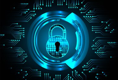 Sayısal arkaplan ve siber güvenlik konusunda kapatılmış asma kilit