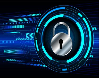 Sayısal arkaplan ve siber güvenlik konusunda kapatılmış asma kilit