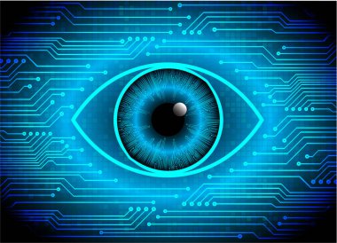 Mavi göz siber devre gelecekteki teknoloji konsepti
