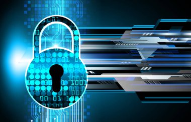 Sayısal arkaplan ve siber güvenlik konusunda kapatılmış asma kilit