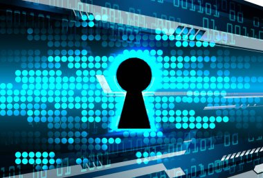 Sayısal arkaplan ve siber güvenlik konusunda kapatılmış asma kilit