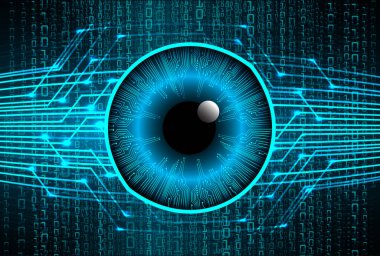 Mavi göz siber devre gelecekteki teknoloji konsepti