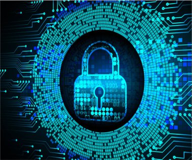 Sayısal arkaplan ve siber güvenlik konusunda kapatılmış asma kilit