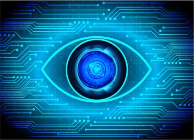 Mavi göz siber devre gelecekteki teknoloji konsepti