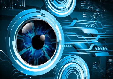 Mavi göz siber devre gelecekteki teknoloji konsepti