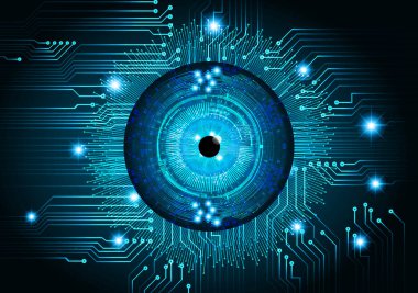 Mavi göz siber devre gelecekteki teknoloji konsepti