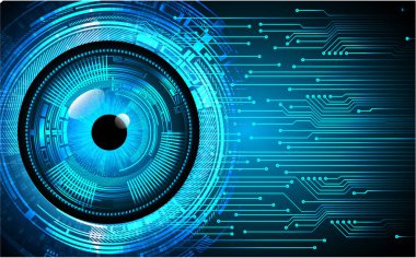 Mavi göz siber devre gelecekteki teknoloji konsepti