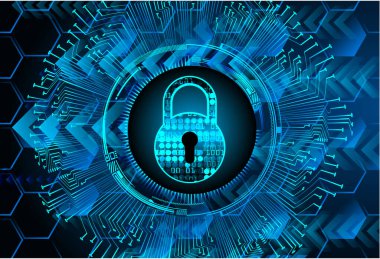 Sayısal arkaplan ve siber güvenlik konusunda kapatılmış asma kilit