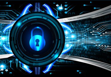 Sayısal arkaplan ve siber güvenlik konusunda kapatılmış asma kilit