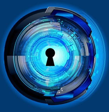 Sayısal arkaplan ve siber güvenlik konusunda kapatılmış asma kilit