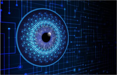 Mavi göz siber devre gelecekteki teknoloji konsepti