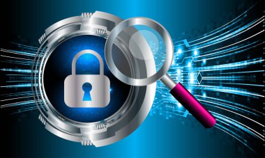 Sayısal arkaplan ve siber güvenlik konusunda kapatılmış asma kilit