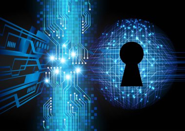 Sayısal arkaplan ve siber güvenlik konusunda kapatılmış asma kilit