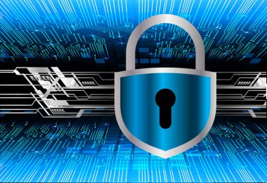 Sayısal arkaplan ve siber güvenlik konusunda kapatılmış asma kilit