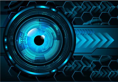 Mavi göz siber devre gelecekteki teknoloji konsepti