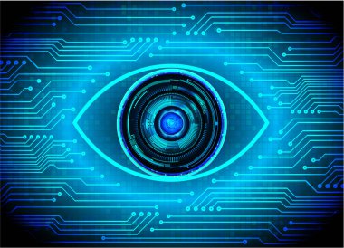 Mavi göz siber devre gelecekteki teknoloji konsepti