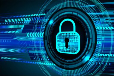 Sayısal arkaplan ve siber güvenlik konusunda kapatılmış asma kilit