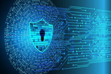 Sayısal arkaplan ve siber güvenlik konusunda kapatılmış asma kilit