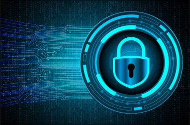 Sayısal arkaplan ve siber güvenlik konusunda kapatılmış asma kilit
