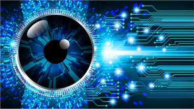 Mavi göz siber devre gelecekteki teknoloji konsepti