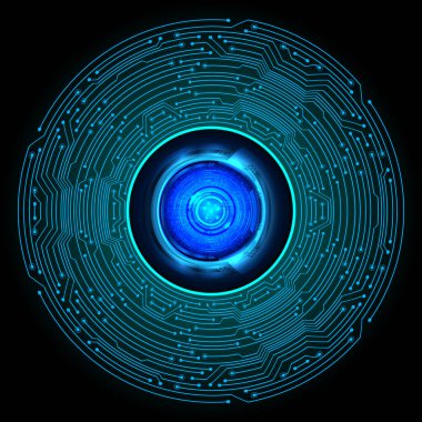 Mavi göz siber devre gelecekteki teknoloji konsepti