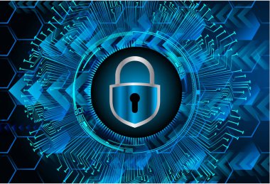 Sayısal arkaplan ve siber güvenlik konusunda kapatılmış asma kilit