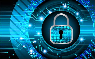Sayısal arkaplan ve siber güvenlik konusunda kapatılmış asma kilit